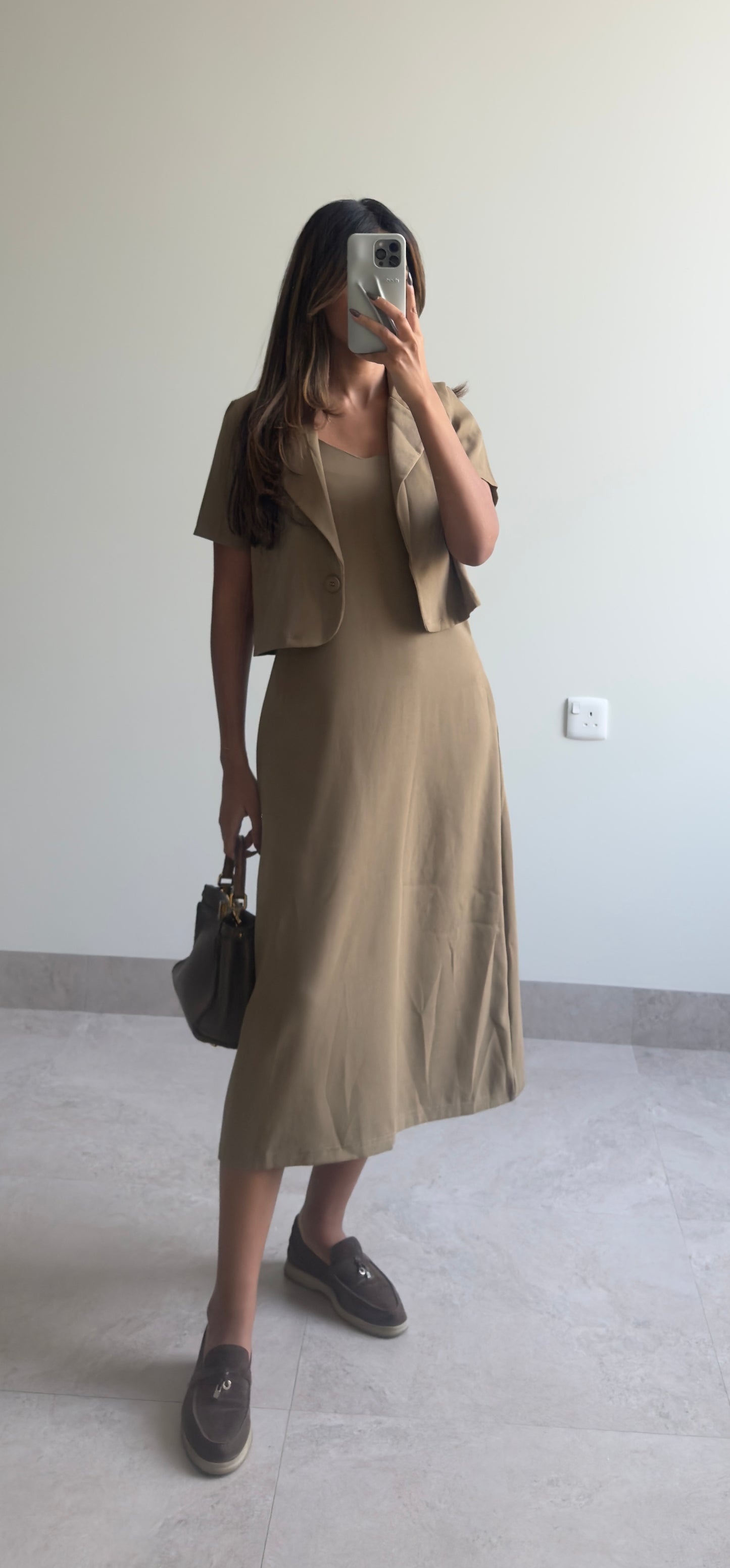 Khaki Blazer and dress set