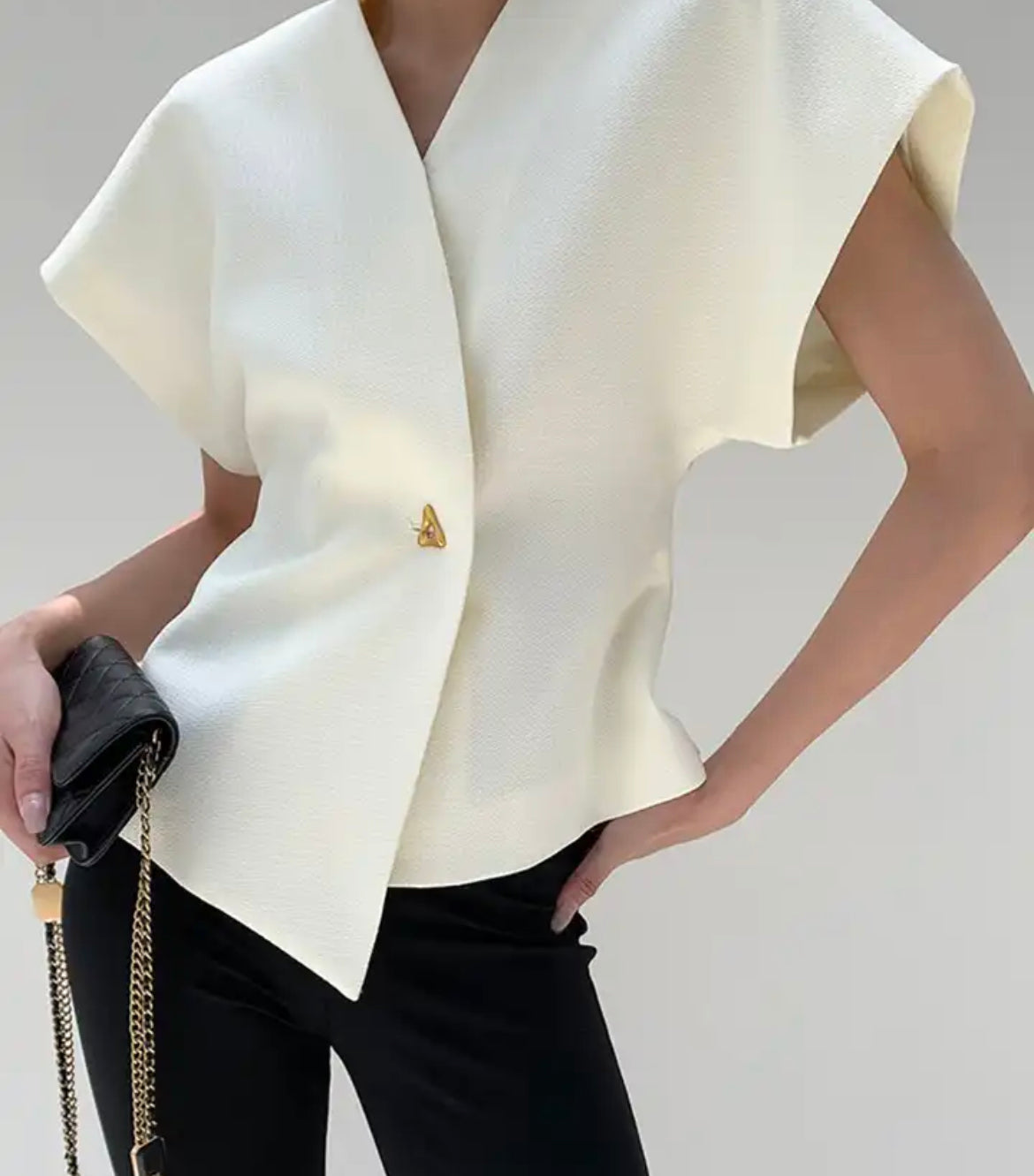 Ivory V Neck Sleeveless Tunic