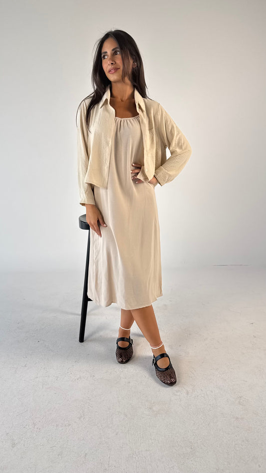 Apricot Dress & Shirt Set