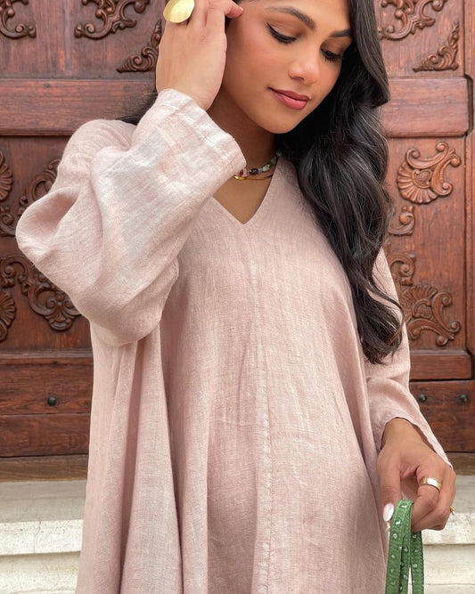 Cocoon dusty pink maxi dress