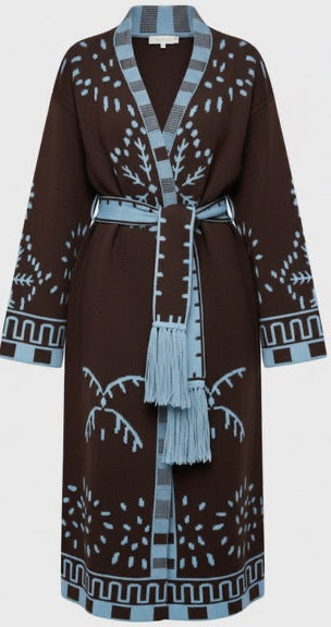 Cardigan with blue patterns