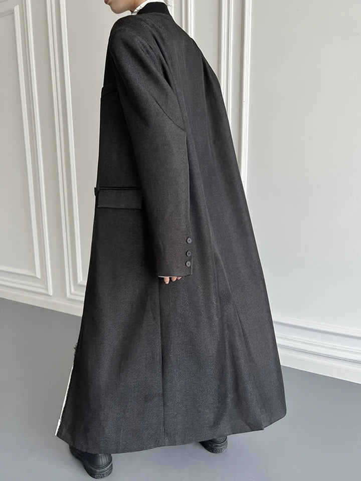 Double breasted long trench Black