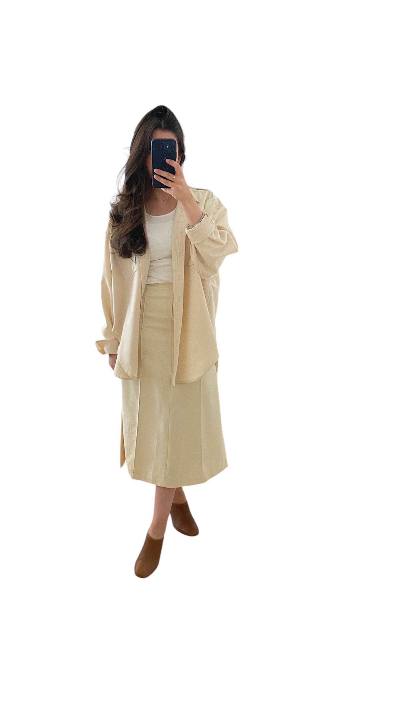 Beige Shirt & Skirt Set