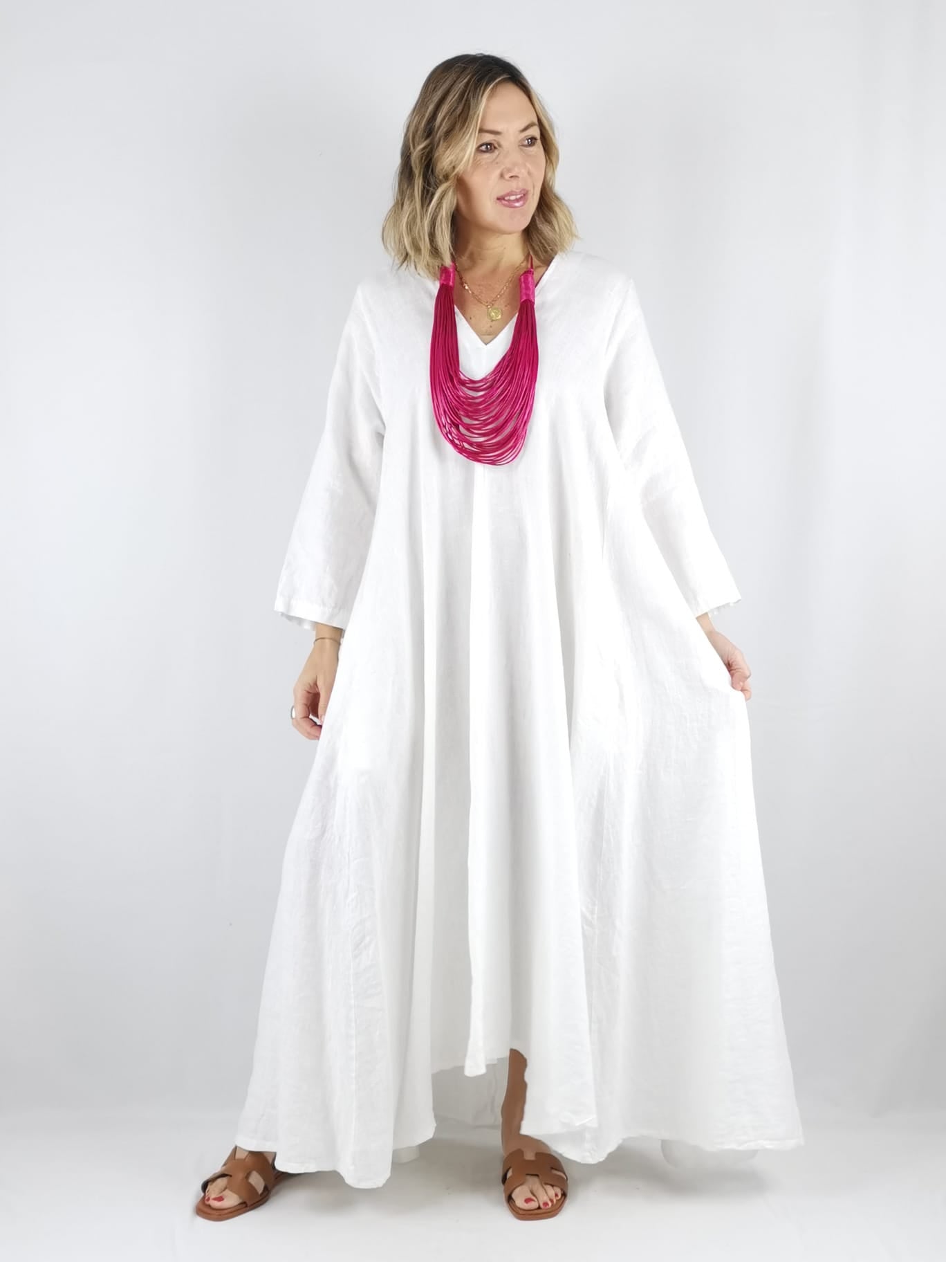 Cocoon white maxi dress